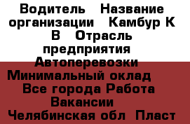 Водитель › Название организации ­ Камбур К.В › Отрасль предприятия ­ Автоперевозки › Минимальный оклад ­ 1 - Все города Работа » Вакансии   . Челябинская обл.,Пласт г.